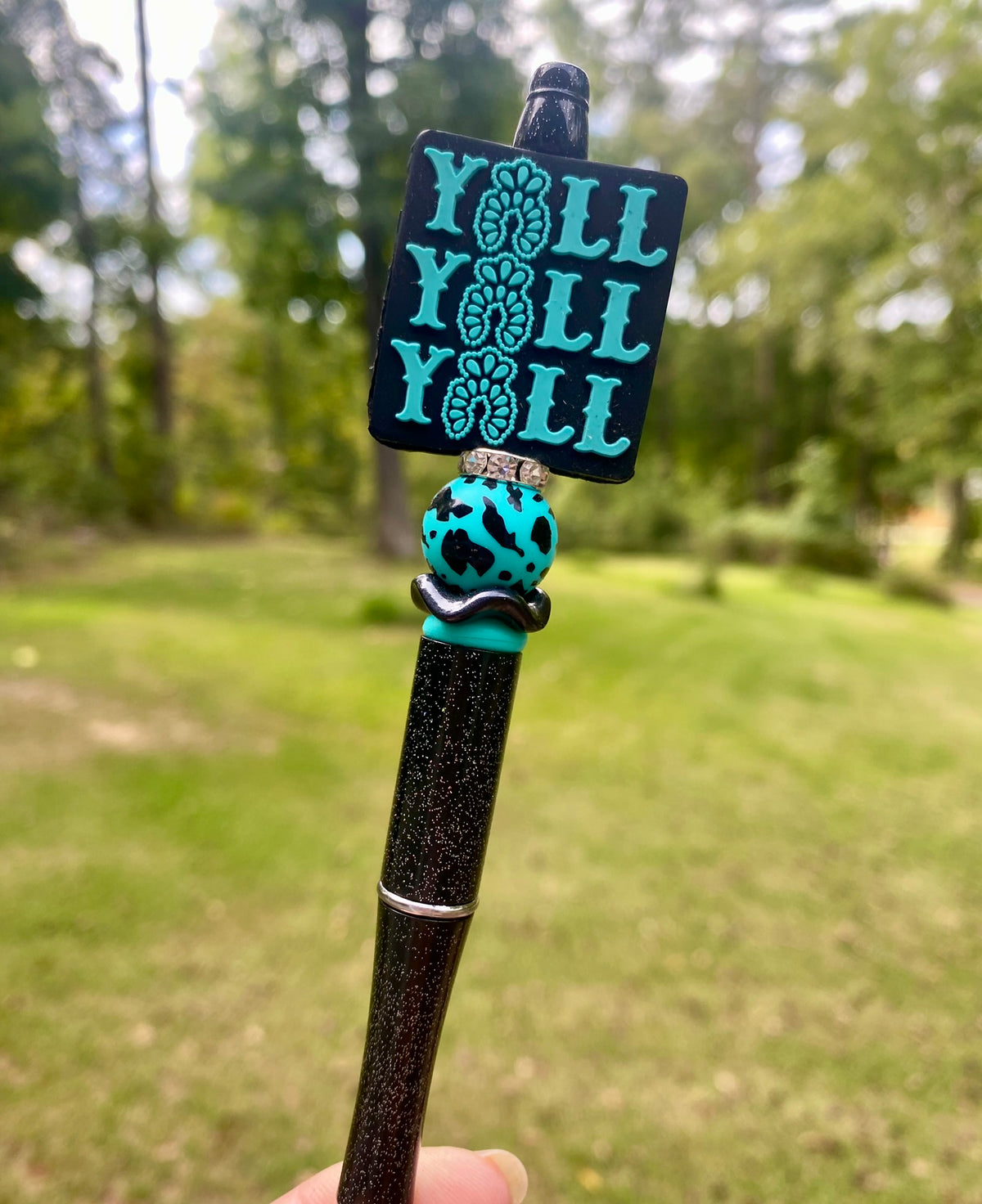 Y'all Turquoise Teal Beaded Pen