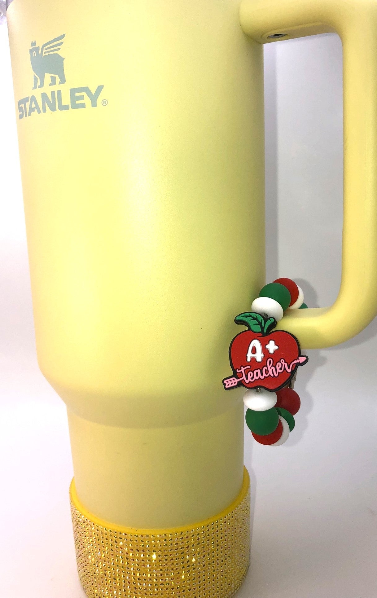 A+ Teacher Apple Stanley Tumbler Cup Handle Charm - Plum Branch Creations