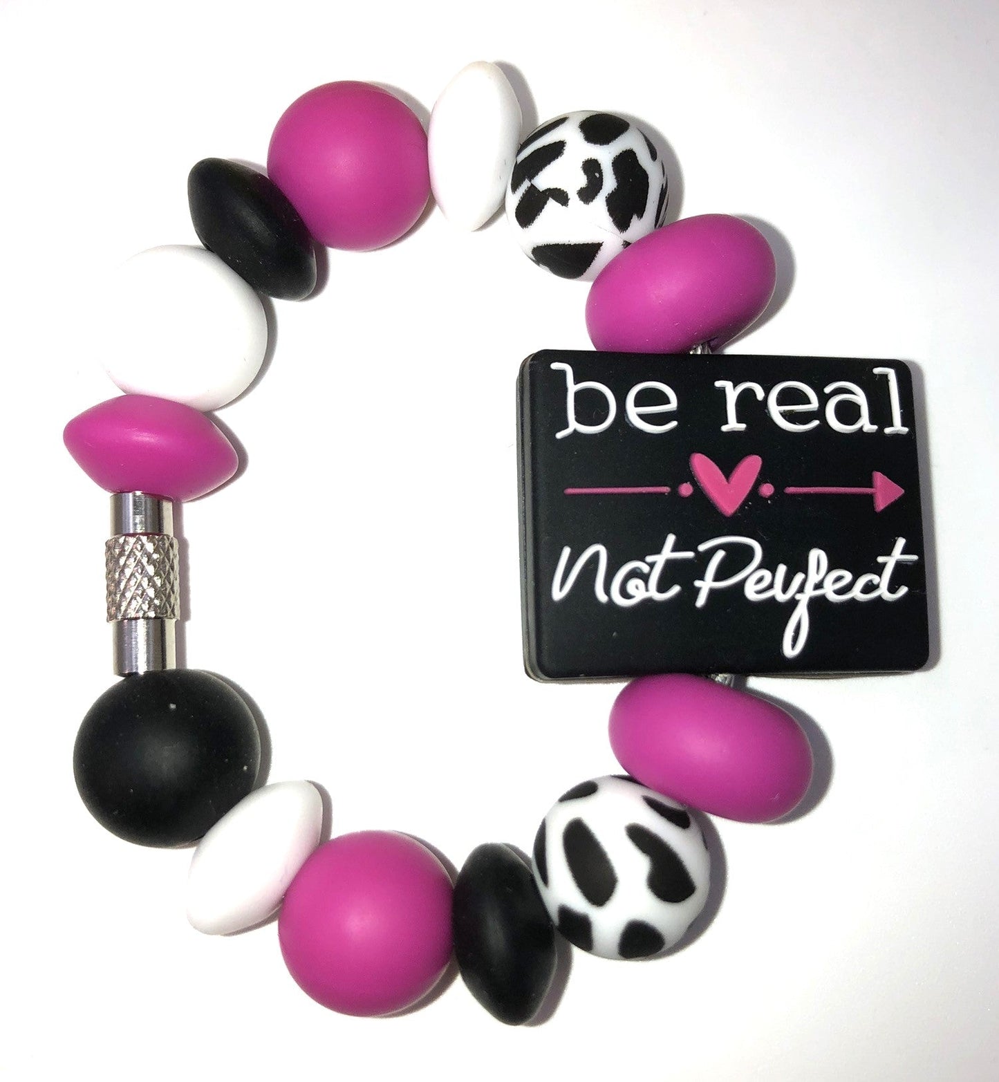 Be Real Not Perfect Stanley Tumbler Cup Handle Charm - Plum Branch Creations