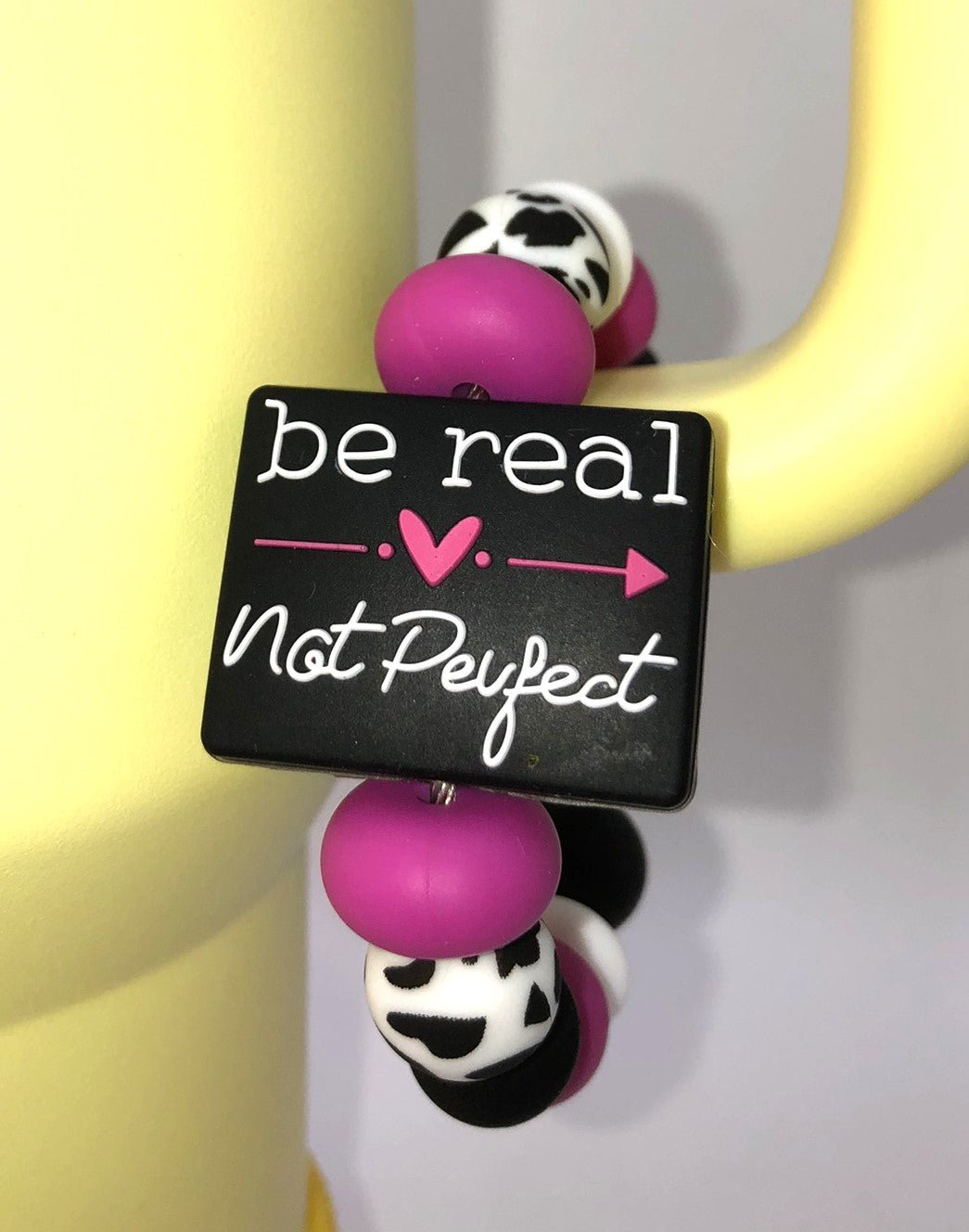 Be Real Not Perfect Stanley Tumbler Cup Handle Charm - Plum Branch Creations