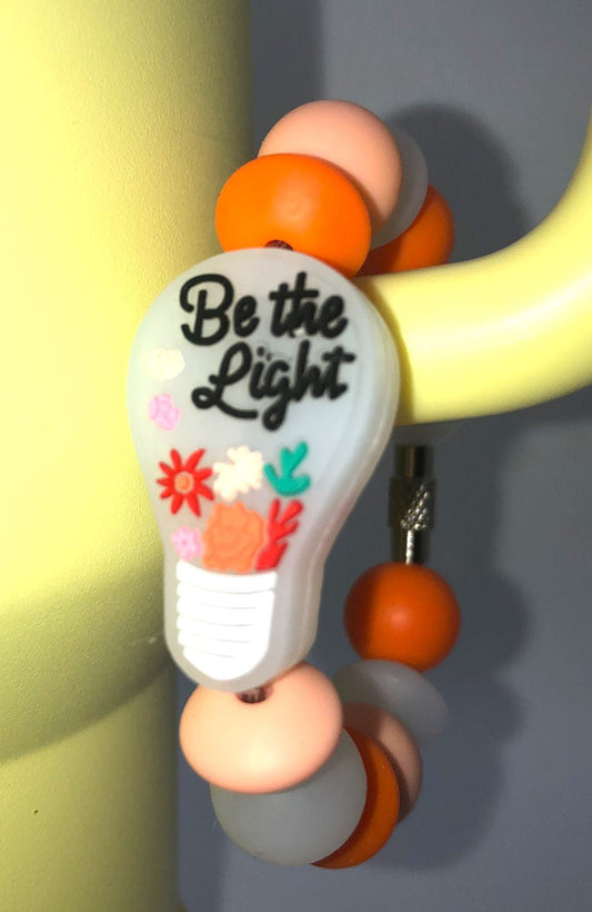 Be The Light Floral Lightbulb Stanley Tumbler Cup Handle Charm - Plum Branch Creations