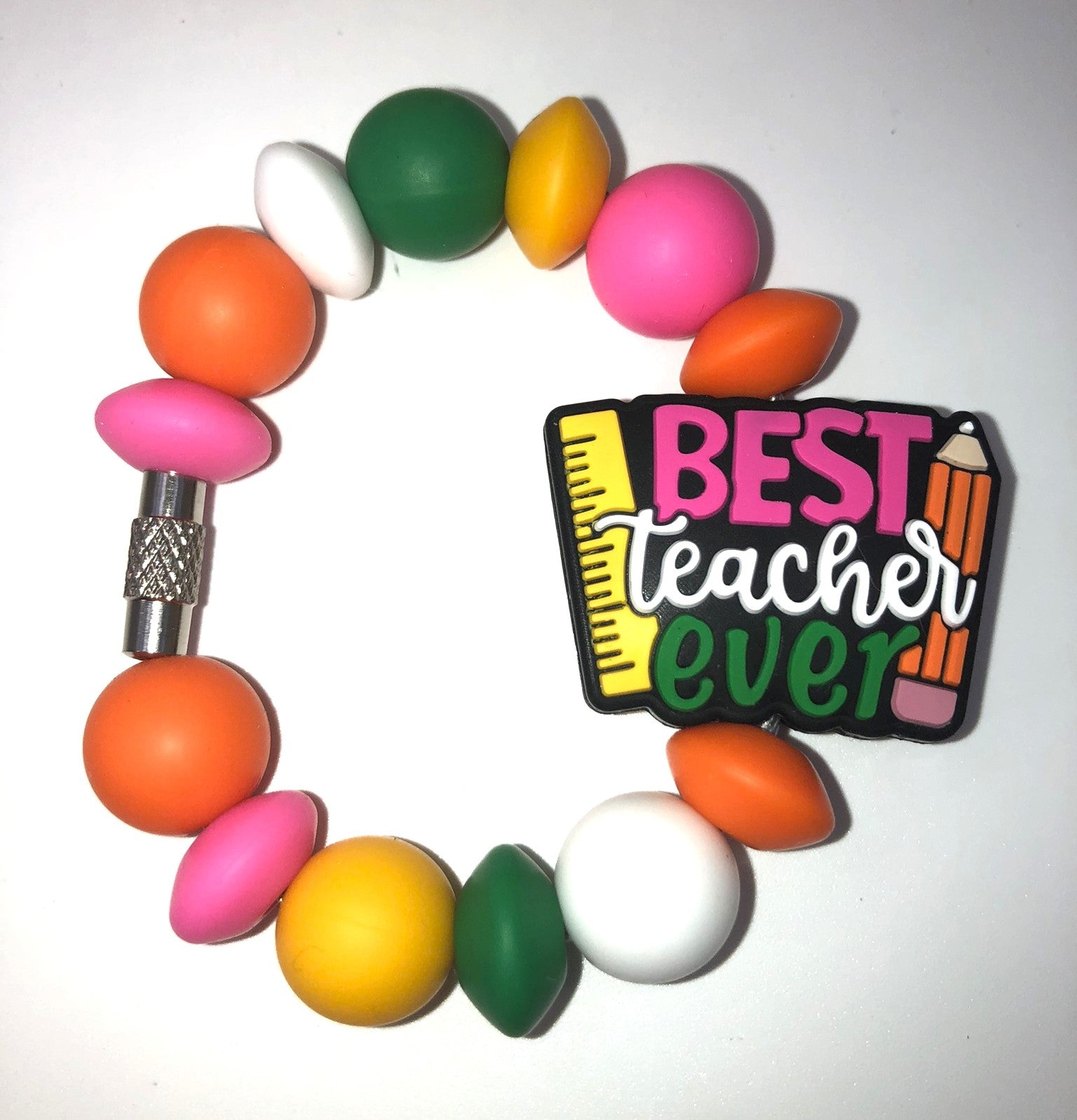 Best Teacher Ever Ruler Pencil Stanley Tumbler Cup Handle Charm - Plum Branch Creations