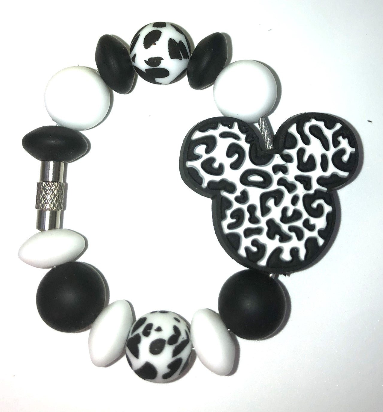 Black & White Cow Print Magical Head Stanley Tumbler Cup Handle Charm - Plum Branch Creations