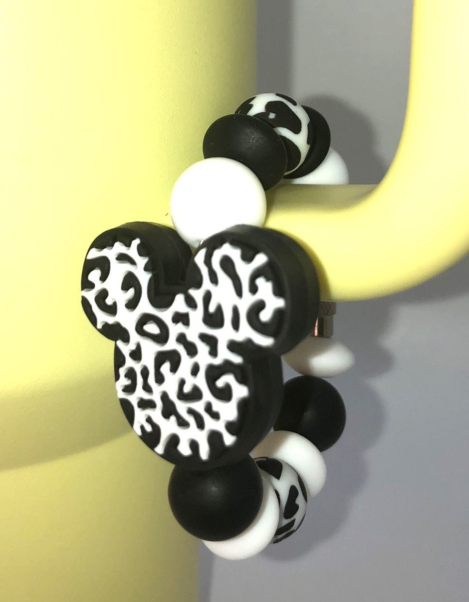 Black & White Cow Print Magical Head Stanley Tumbler Cup Handle Charm - Plum Branch Creations