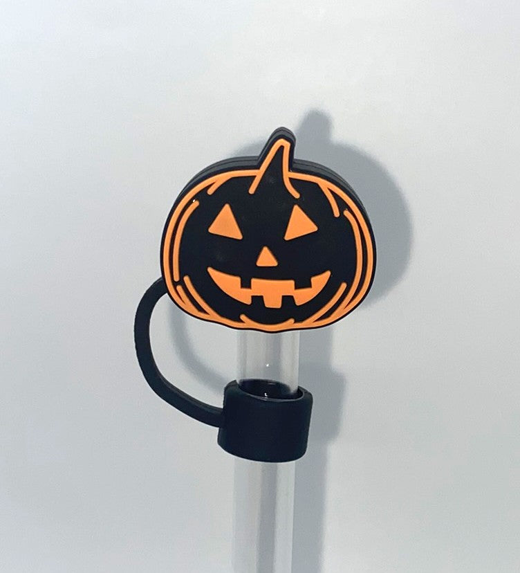 Black Jack O Lantern 3D Halloween Straw Topper