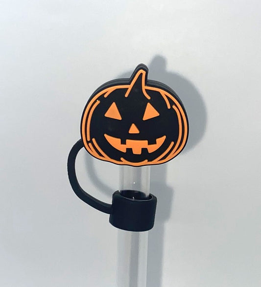 Black Jack O Lantern 3D Halloween Straw Topper