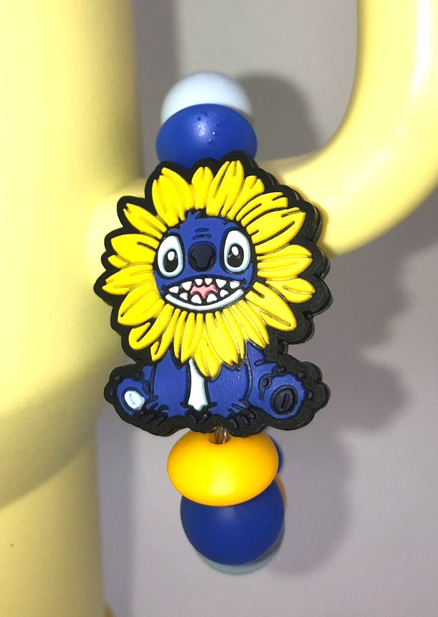 Blue Alien Sunflower Stanley Tumbler Cup Handle Charm - Plum Branch Creations