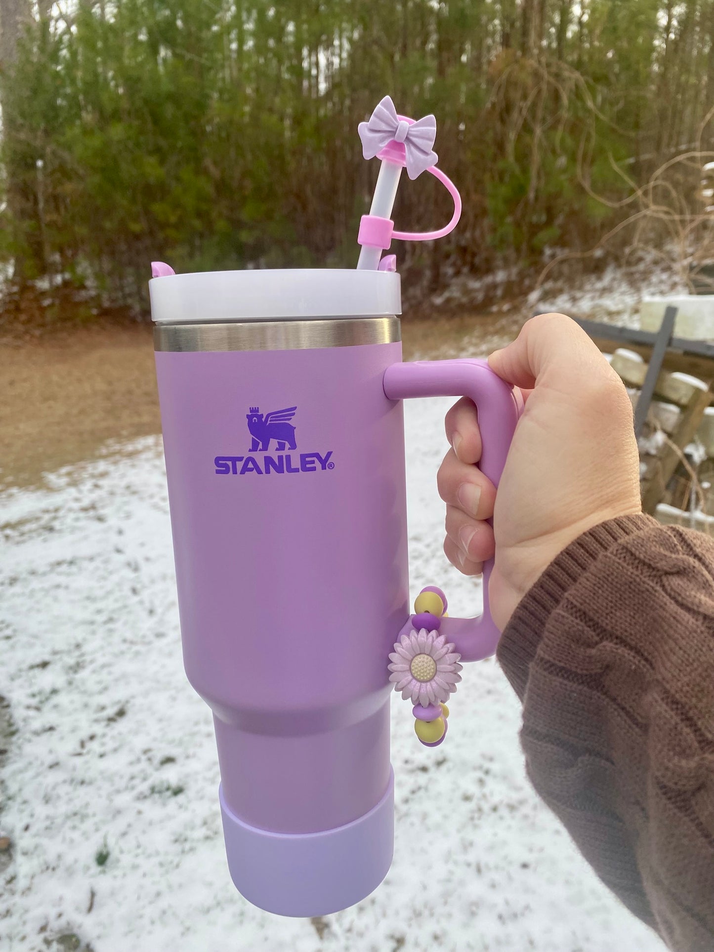 Bow Purple Resin Straw Topper