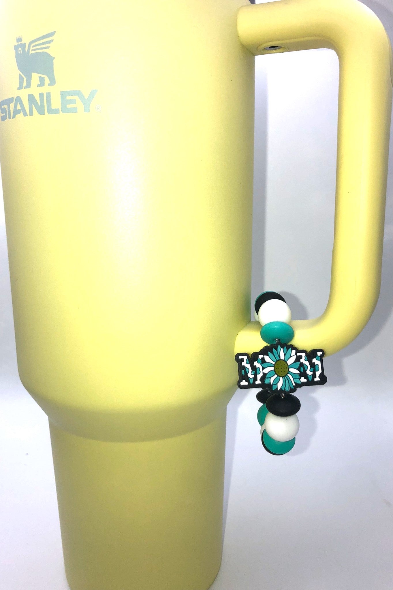 Mom Teal Daisy Flower Stanley Tumbler Cup Handle Charm