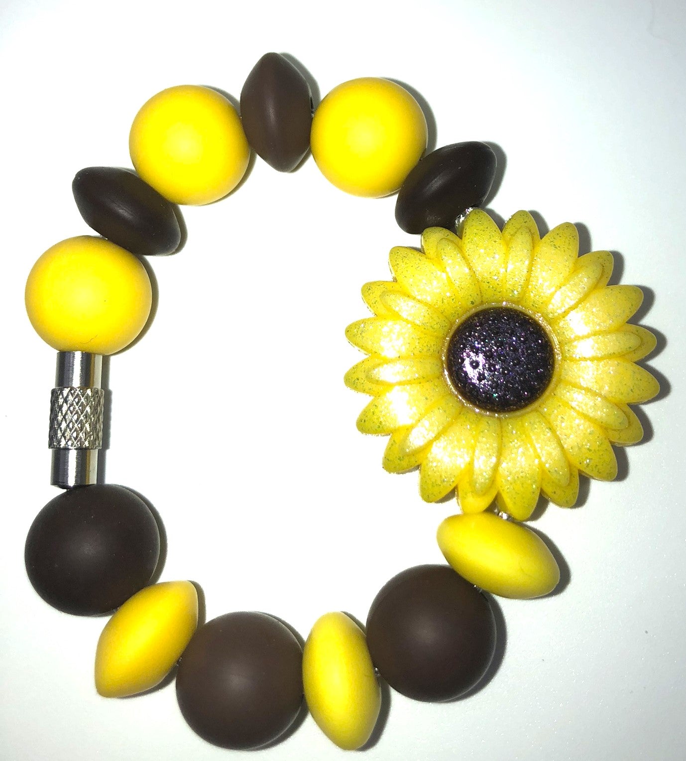 Yellow Glitter Iridescent Sunflower Stanley Tumbler Cup Handle Charm