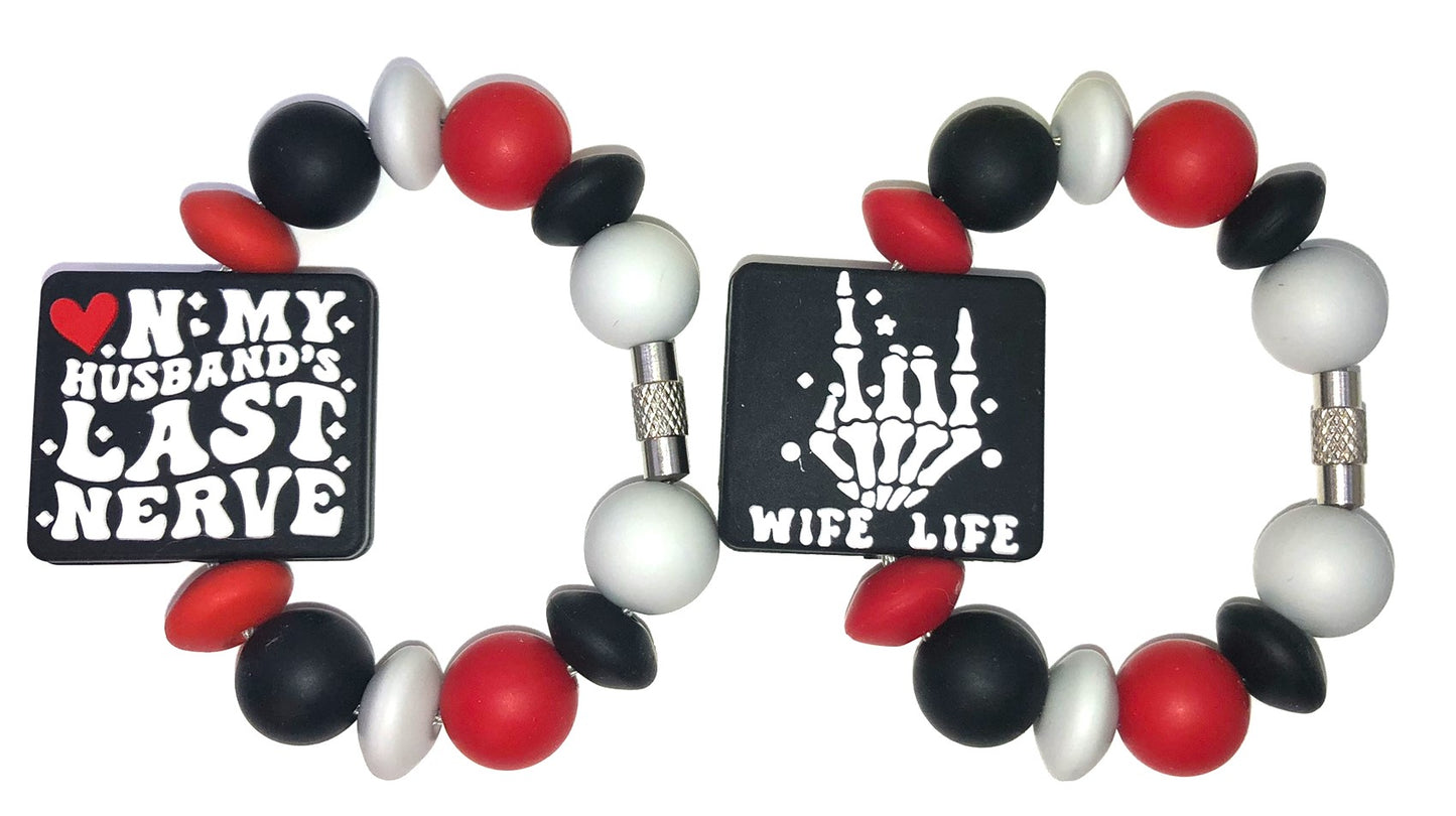 Wife Life On My Husband's Last Nerve Black Stanley Tumbler Cup Handle Charm